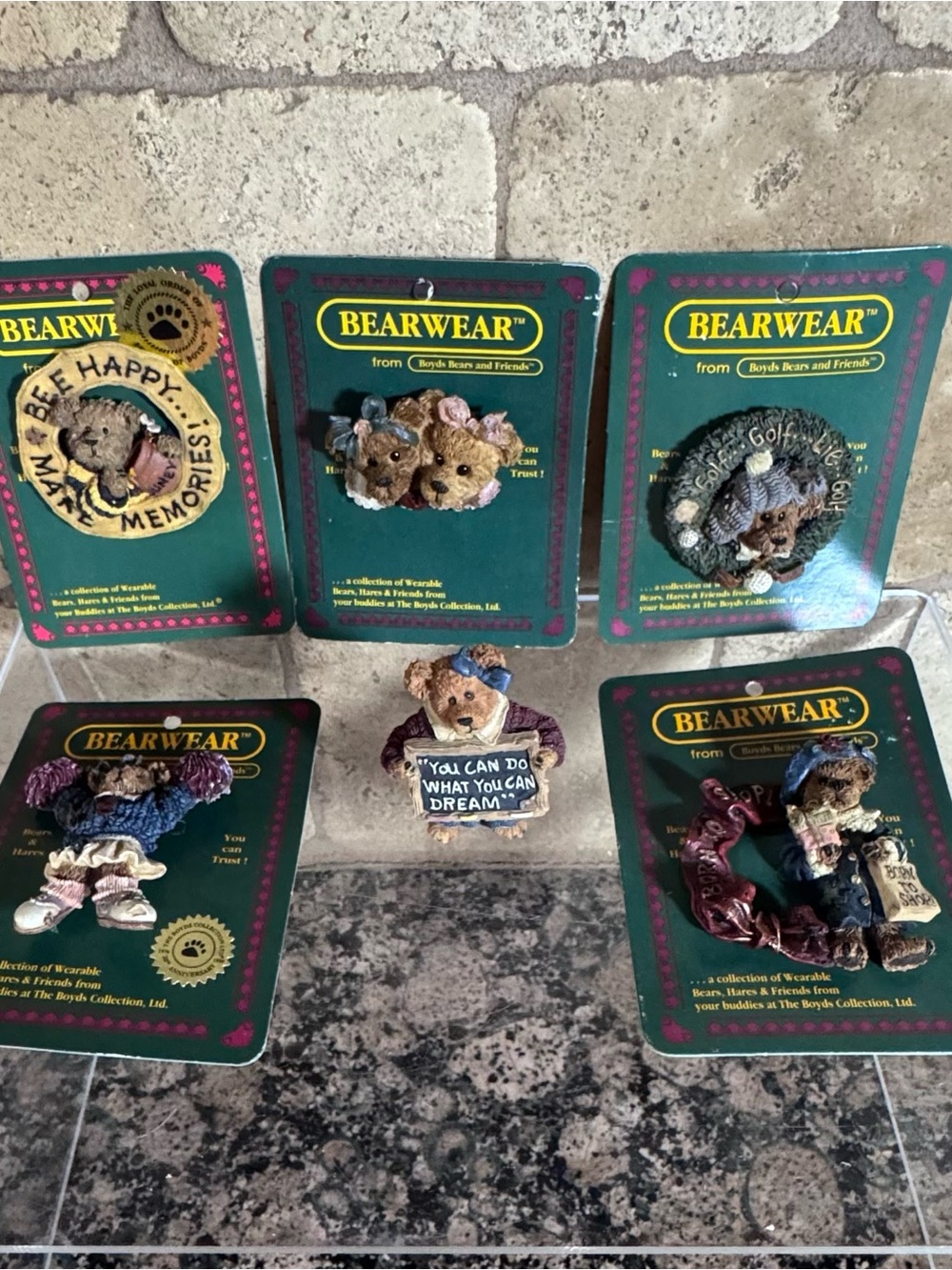 Boyds Bears Bearwear Assorted Brown and Blue Mini Figurines